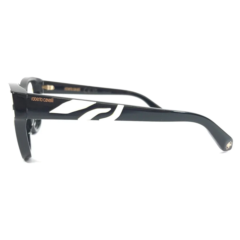 Roberto Cavalli Eyeglasses Frame VRC084M COL. 700Y Black Ivory Cat Eye 50-18-135